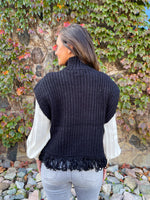 Fancy Like Fringe Sweater Vest - Black